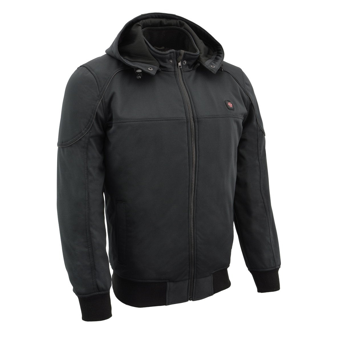 Milwaukee Leather MPM1761SET Men's Black 'Heated' Soft Shell Racing Style Jacket with Hoodie (Battery Pack Included)