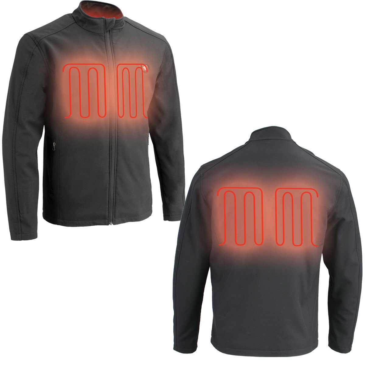 Milwaukee Leather MPM1762SET Men's Grey 'Heated' Collarless Soft Shell Jacket (Battery Pack Included)