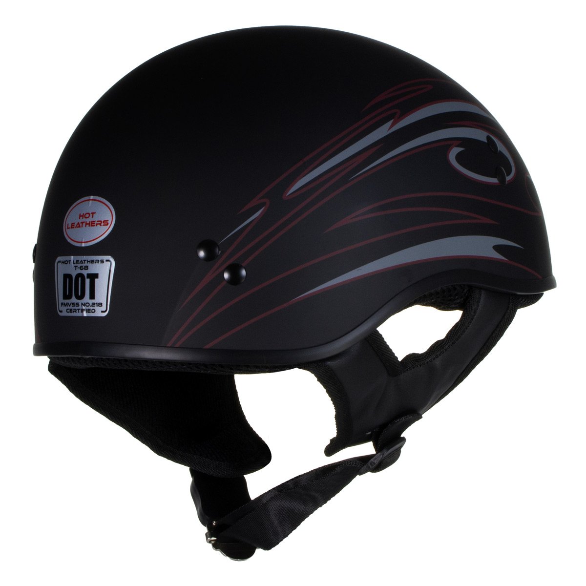 Hot Leathers T68 'Tribal Black' Advanced DOT Motorcycle Skull Cap Helmet