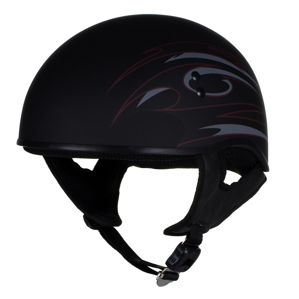 Hot Leathers Tribal Black Motorcycle Skull Cap Half Helmet DOT Approved HLT68