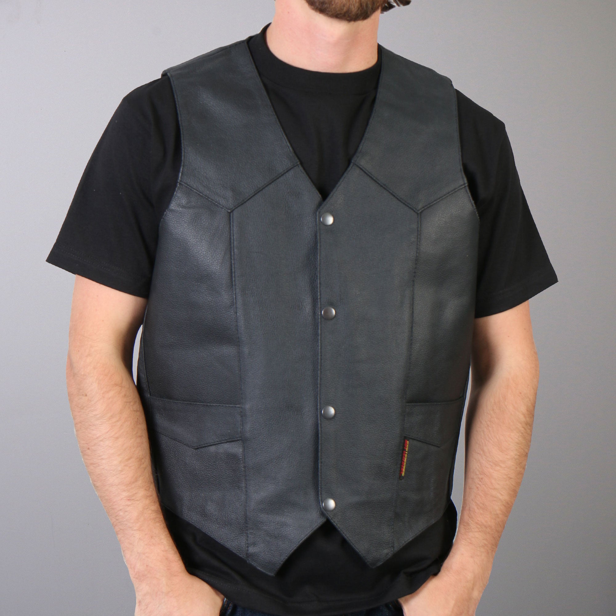 Hot Leathers Men's Classic Leather Biker Vest, Black, 3XL Hot Leathers Men's Classic Leather Biker Vest, Black, 3XL