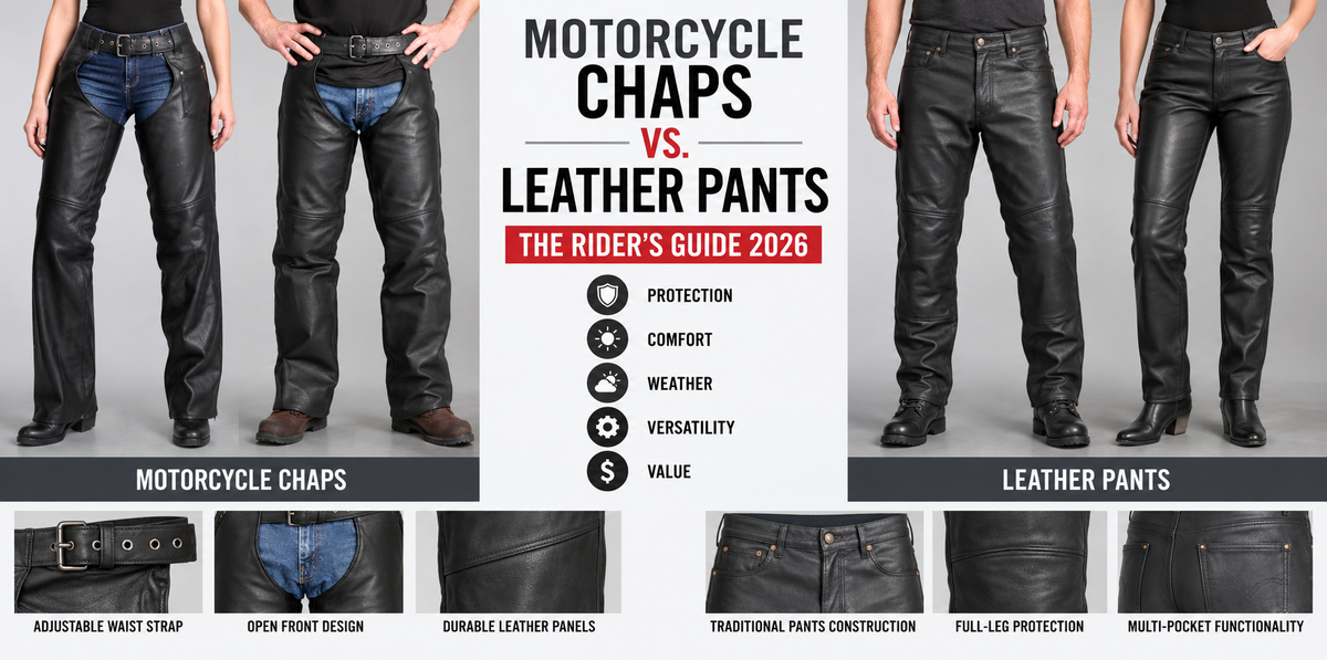 Motorcycle Chaps vs. Leather Pants: The Rider’s Guide 2026