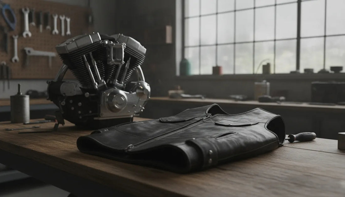 Black club style motorcycle vest ready for patch customization