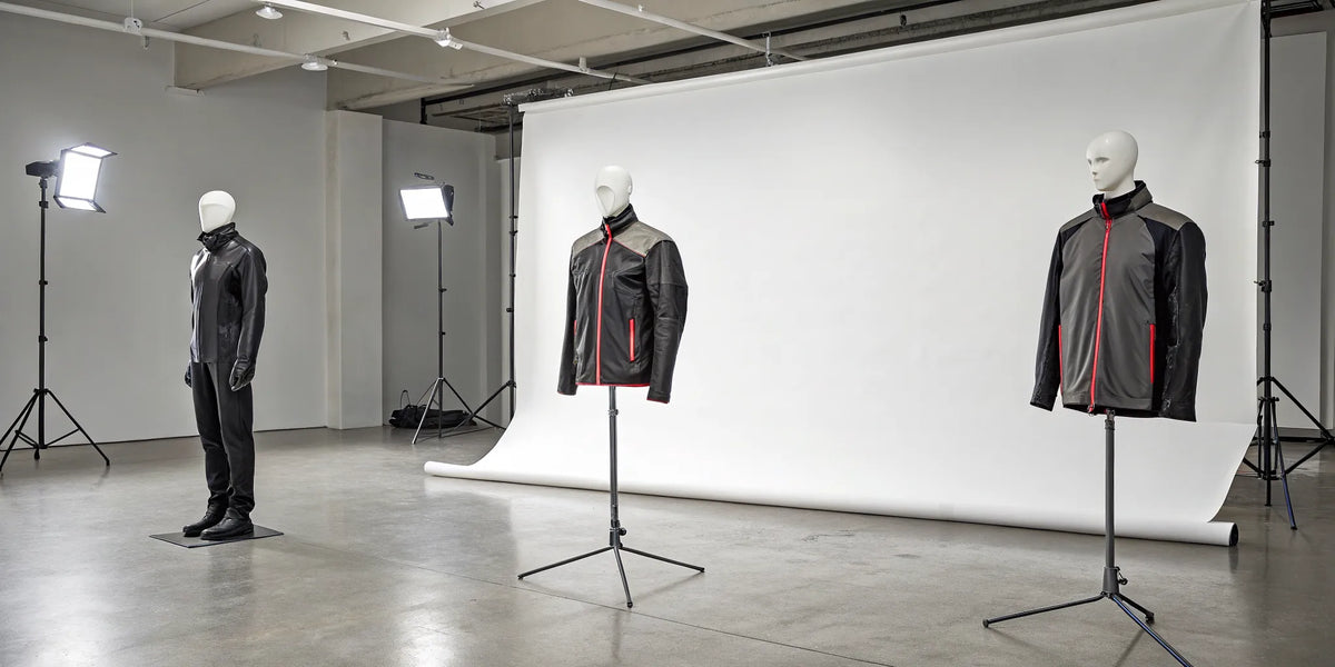 A collection of leather, textile, and mesh riding jackets for different riding styles.