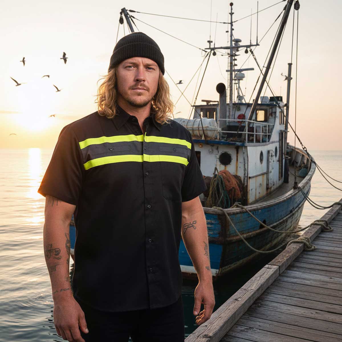 MMCC Men's Petrol Classic Mechanic Button Up Shirt - Dual Chest Pockets - Microfiber Panel - Rider Ready - MMC16007