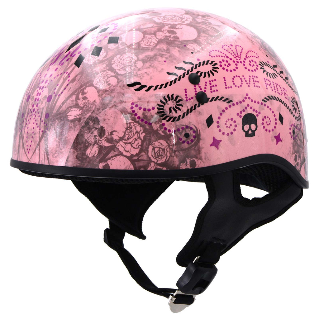 Hot Leathers HLD1048 'Live, Love Ride' Gloss Pink Motorcycle DOT Appro
