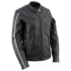 Milwaukee Leather LKL27000 Women’s  Black with Silver Multi Vented Leather Motorcycle Jacket