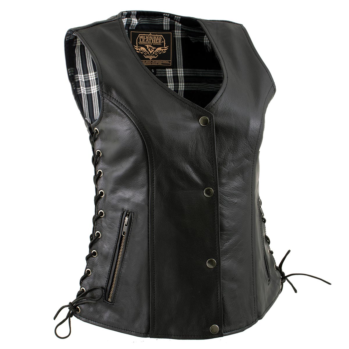 Milwaukee Leather LKL4710 Women's Black Premium Leather Motorcycle