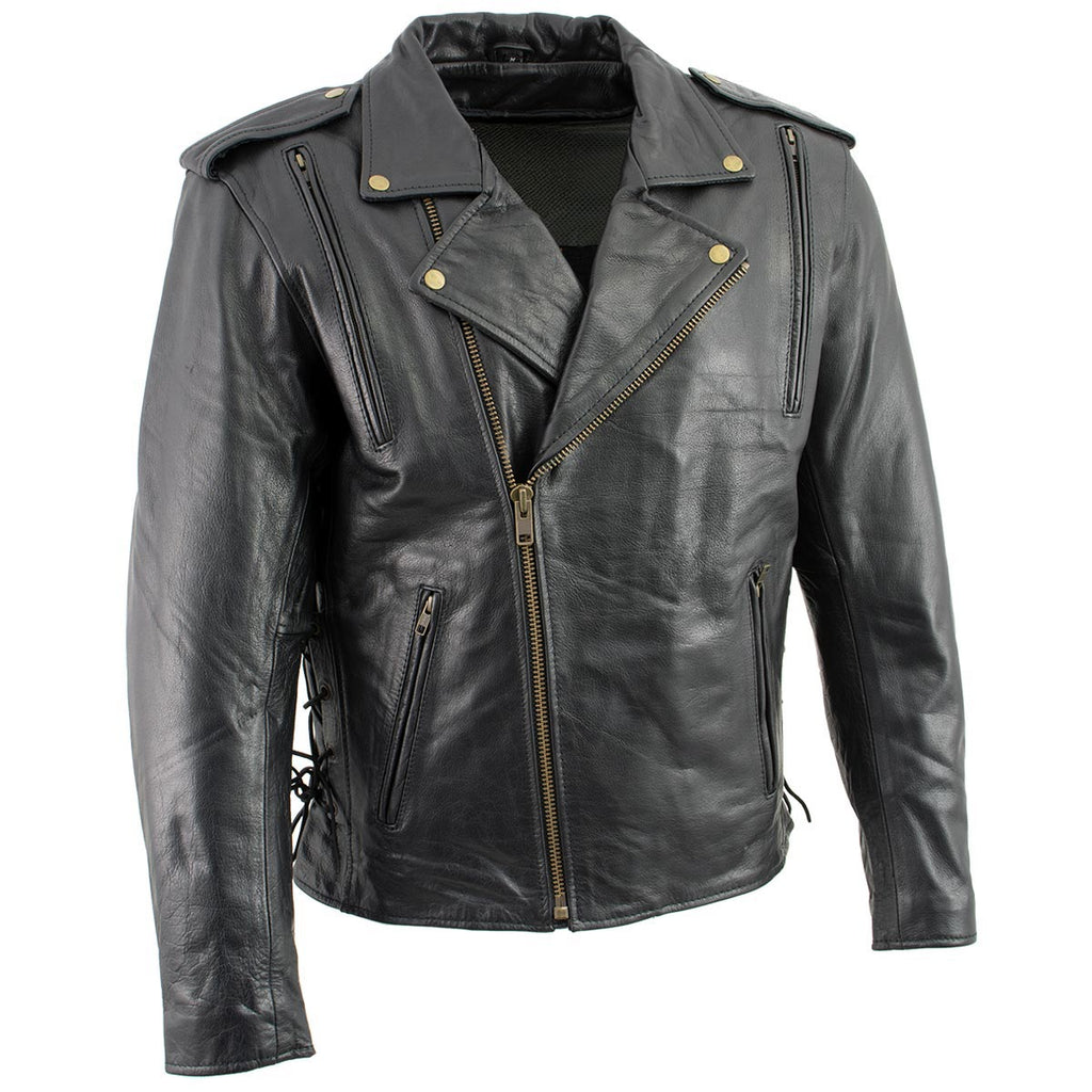 Milwaukee Leather LKM17004 Men's Classic Premium Black Vented Motorcycle Leather Biker Riders Jacket
