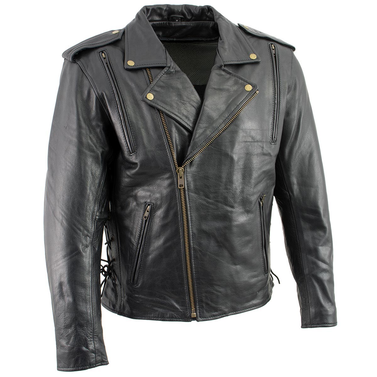 Milwaukee Leather LKM17004 Men's Classic Premium Black Vented Motorcycle Leather Biker Riders Jacket