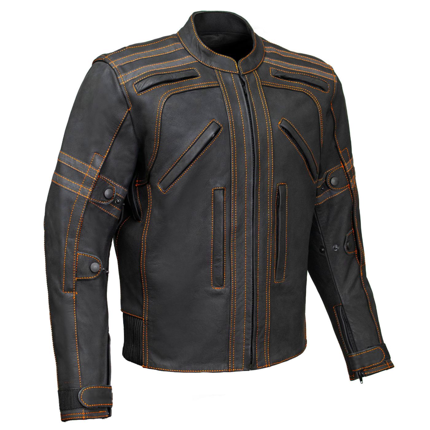 Milwaukee Leather Men's Matte Black Street CE Armored Motorcycle Vented Jacket - Reflective - LKM17012