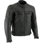 Milwaukee Leather LKM17013 Men's Premium Black Advanced Leather Motorcycle Jacket w/ CE Armor Protection
