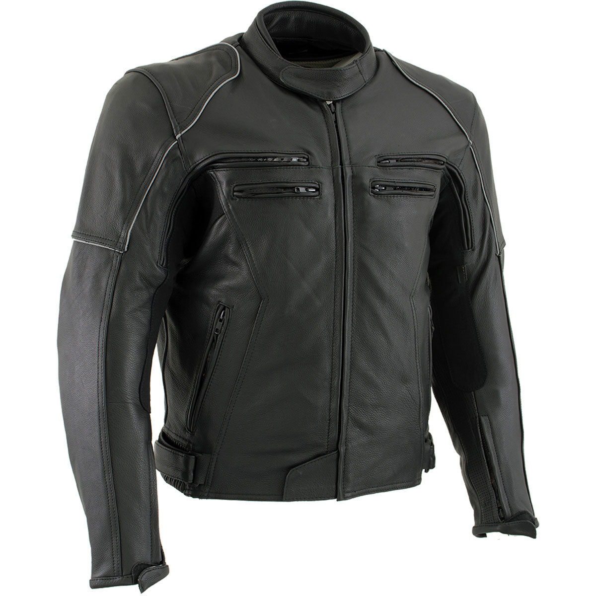 Milwaukee Leather LKM17013 Men's Premium Black Advanced Leather Motorcycle Jacket w/ CE Armor Protection