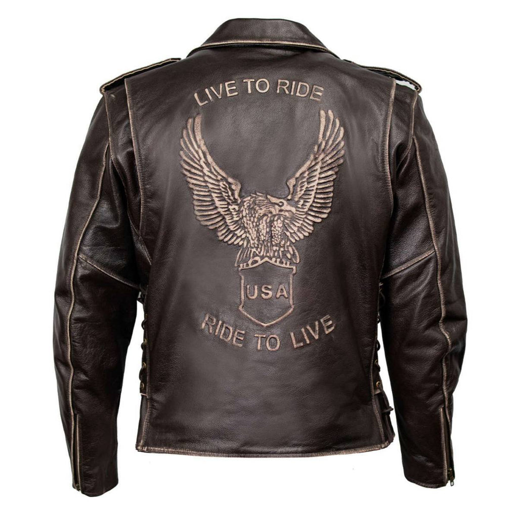 Milwaukee Leather Men's Live to Ride Classic Premium Leather CE Armored Motorcycle Jacket - Side Lace - LKM1707