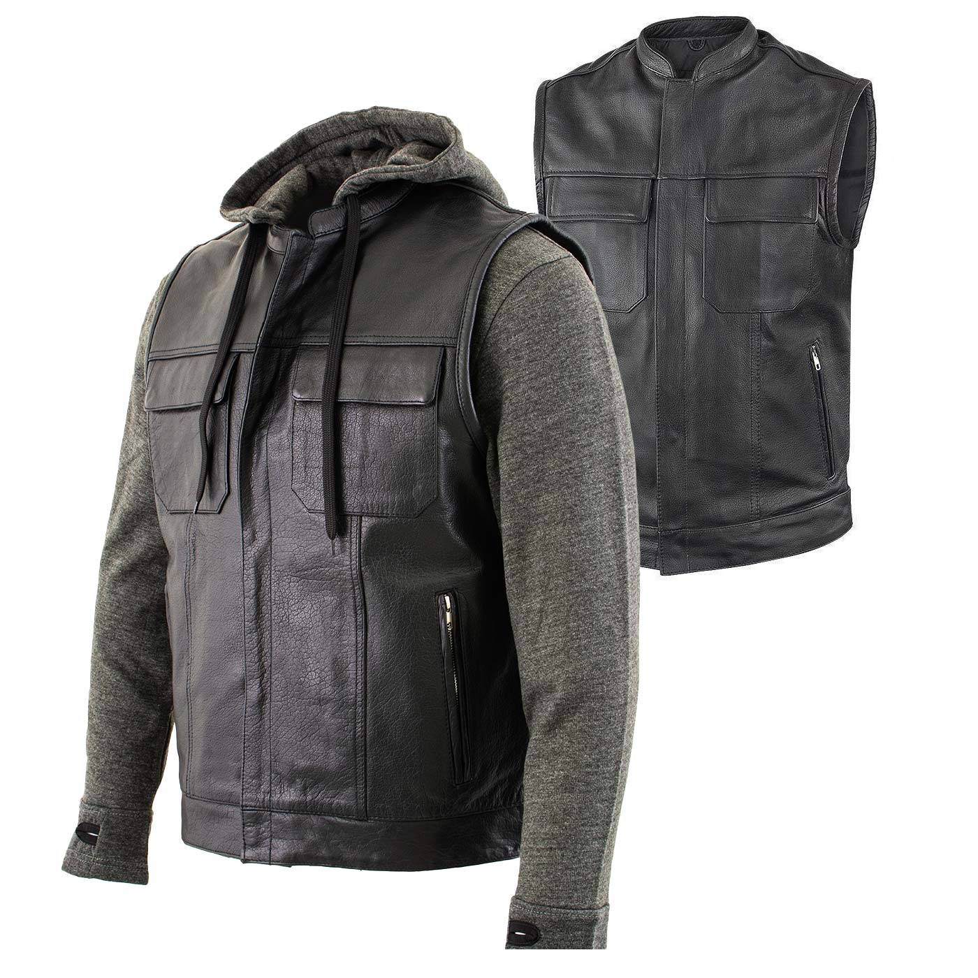 Milwaukee Leather LKM3785 Men's 2 in 1 Classic Black Premium