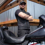 Milwaukee Leather MDM3030 Men’s Black Waxy Coated Denim Club Style Motorcycle Rider Vest w/ Shirt Collar