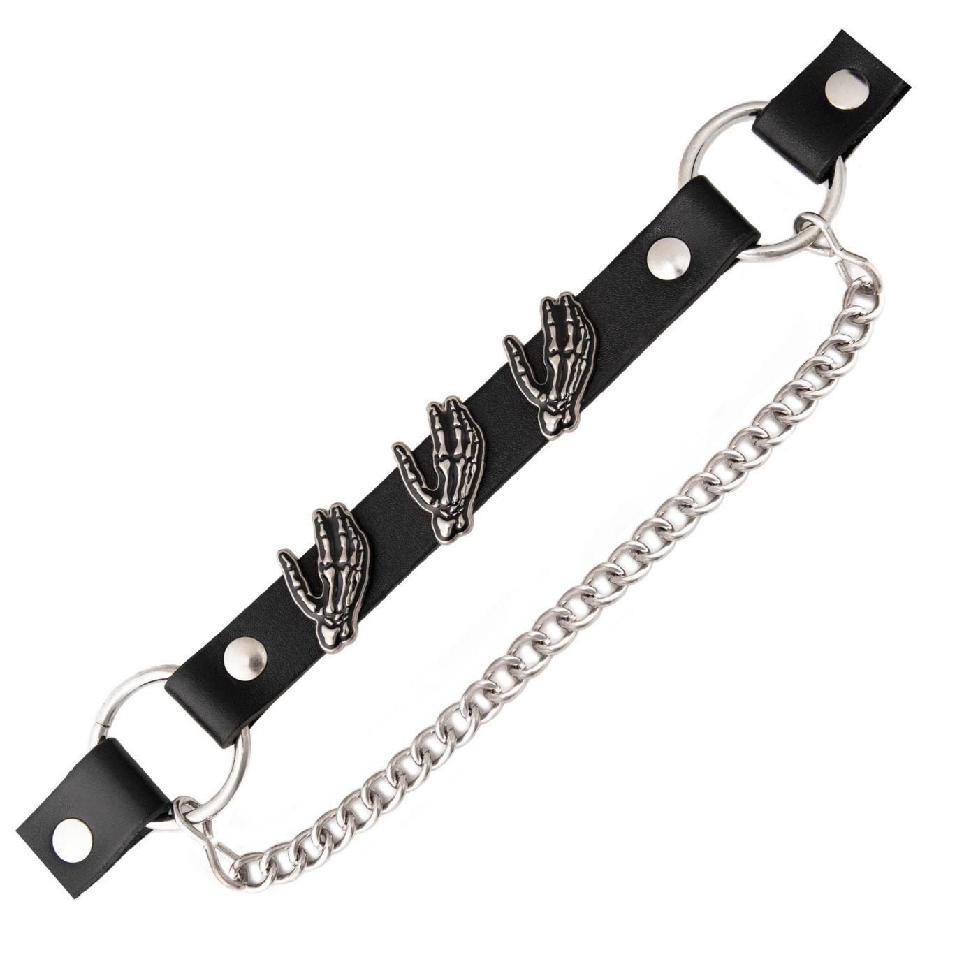 Milwaukee Leather Silver Skeleton Hand Emblem Boot Chain with Adjustable Strap - MLA3006