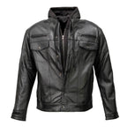 Milwaukee Leather Men's Leather Shirt Jacket with Removable Hoodie and Patch Access - MLM1614