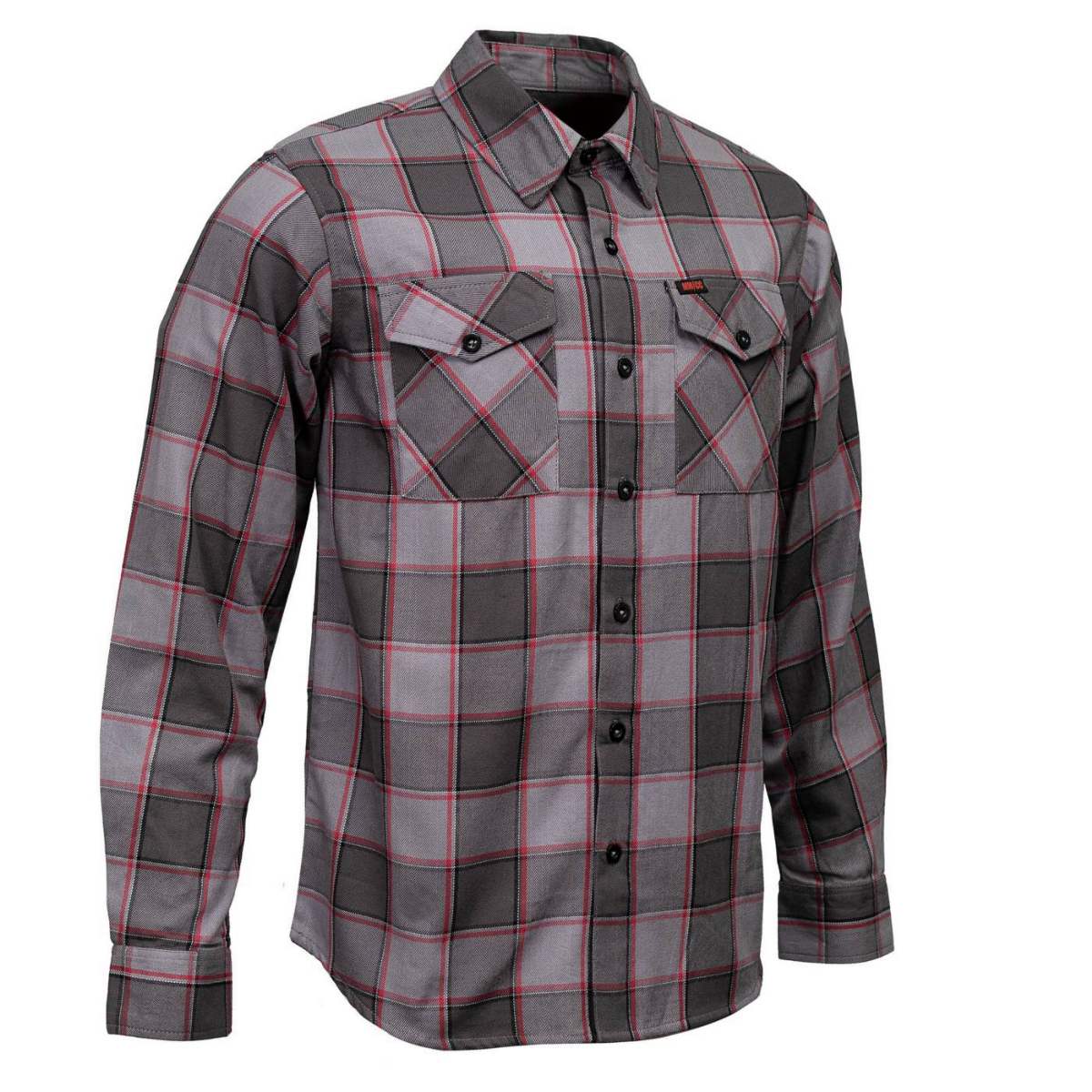 MMCC Men's The Shadow Grey Red Plaid Flannel Shirt - 100% Cotton