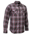 MMCC Men's The Shadow Grey Red Plaid Flannel Shirt - 100% Cotton with Microfiber Wipe Panel - MMC11603