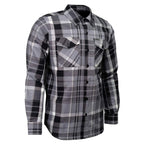 MMCC Men's Mastodon Grey Black White Plaid Flannel Shirt - 100% Cotton with Microfiber Wipe Panel - MMC11606
