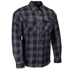 MMCC Men's Smoke Screen Grey Black Plaid Flannel Shirt - 100% Cotton with Microfiber Wipe Panel - MMC11607