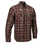 MMCC Men's Brimstone Plaid Black Orange Tan Flannel Shirt - 100% Cotton with Microfiber Wipe Panel - MMC11608