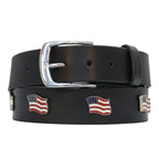 Milwaukee Leather Men's Freedom Line Black Leather Belt with USA Flag Emblems - 1.5 Inch - MPM7140