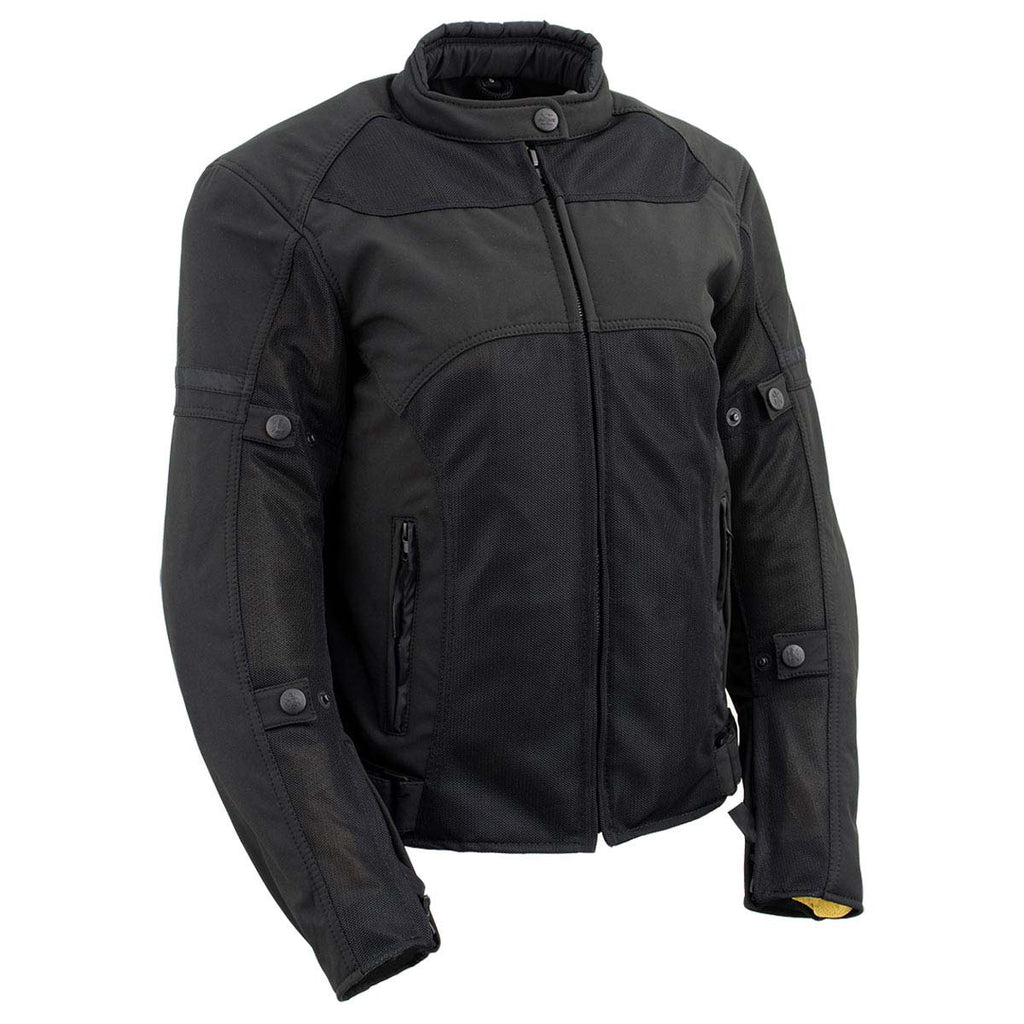 Milwaukee Leather Women's Cool Racer Black Textile Motorcycle Jacket w/ CE Armor - MPL22704