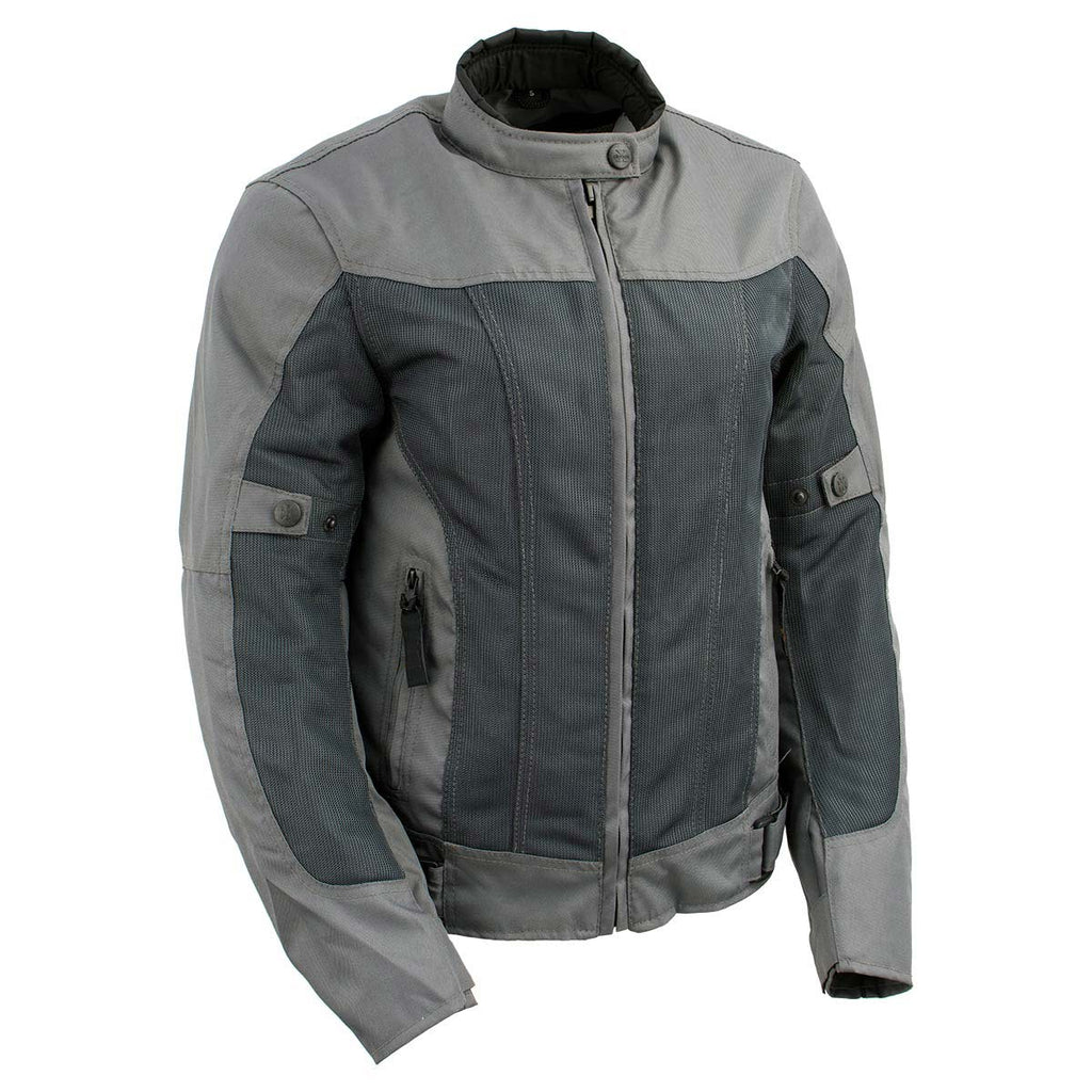 Milwaukee Leather Women's Shade Black/Grey Textile Motorcycle Jacket w/ CE Armor - MPL22707