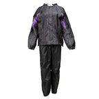 Milwaukee Leather MPL9601 Women's Black and Purple Water Resistant Rain Suit w/ Reflective Material and Hoodie