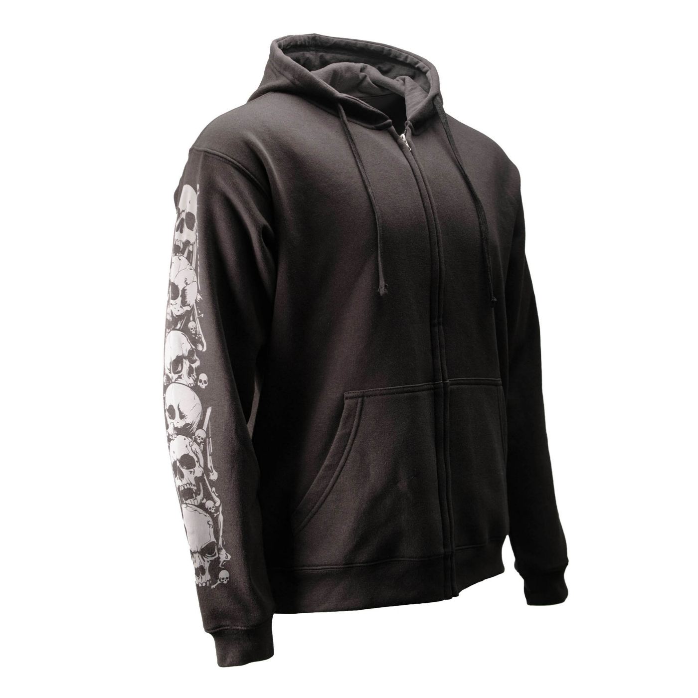 MMCC Men’s Bare Bones Hoodie - Reflective Skull Graphics Front & Back, Full Zip, 100 % Cotton - MPM1680