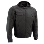 Milwaukee Leather Men's Flight 1300D Nylon Motorcycle Jacket with CE Armor and Removable Hoodie - MPM17017