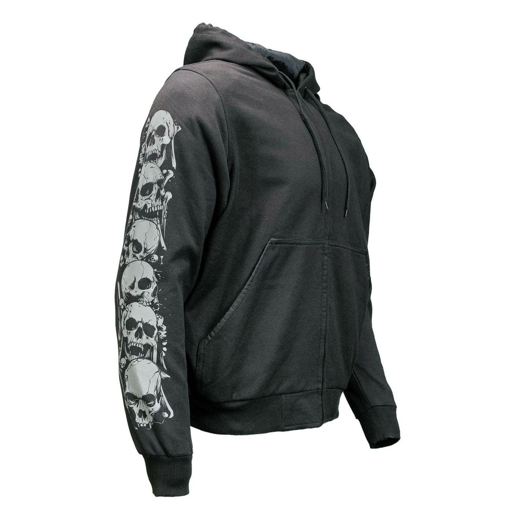 Milwaukee Leather Men's Bare Bones Black Reflective CE Armored Riding Hoodie, Shoulder and Elbow Armor - MPM1797