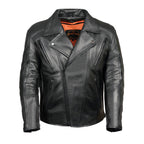 Milwaukee Leather Men's Premium Black Leather Beltless MC Style Motorcycle Jacket w/ Side Stretch SH1057