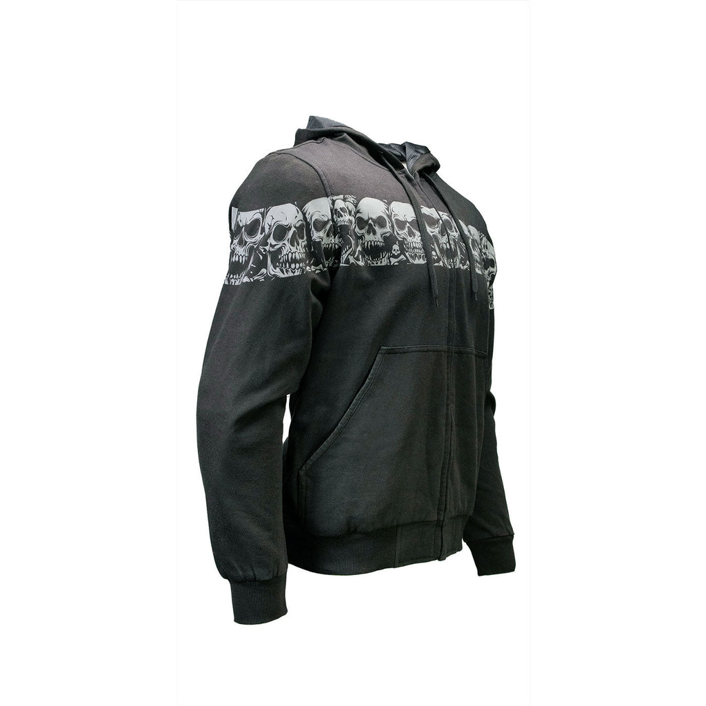 Milwaukee Leather Men's Bare Bones Black Reflective CE Armored Riding Hoodie, Shoulder and Elbow Armor - MPM1798