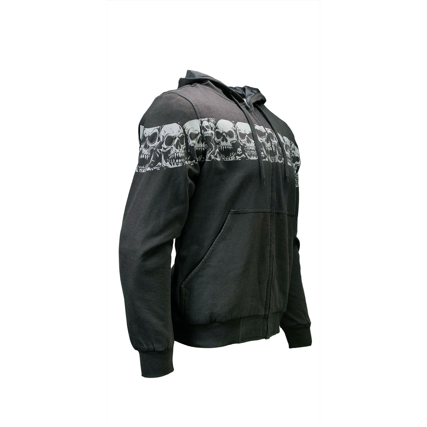Milwaukee Leather Men's Bare Bones Black Reflective CE Armored Riding Hoodie, Shoulder and Elbow Armor - MPM1798