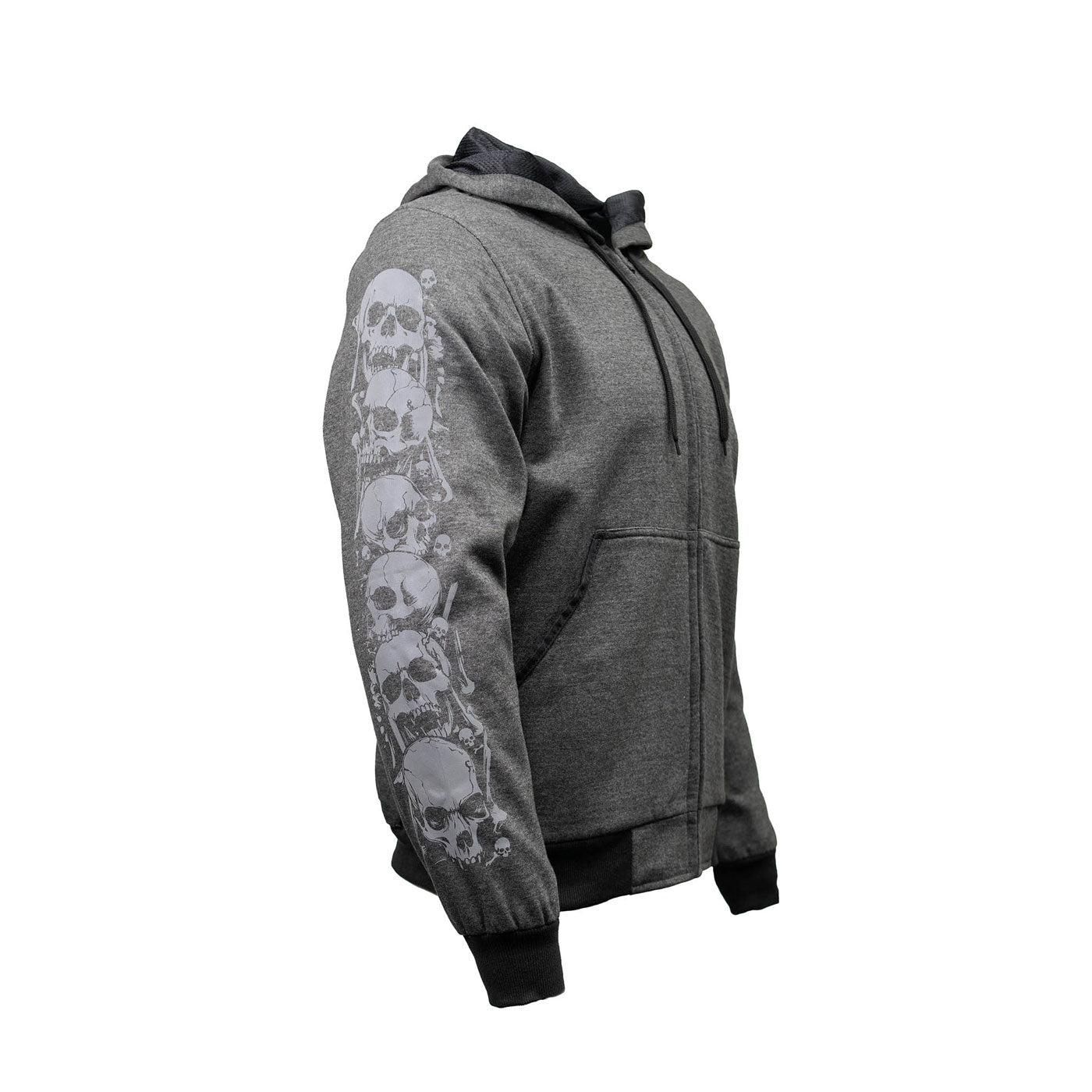 Milwaukee Leather Men's Bare Bones Charcoal Reflective CE Armored Riding Hoodie, Shoulder-Elbow Armor - MPM1798