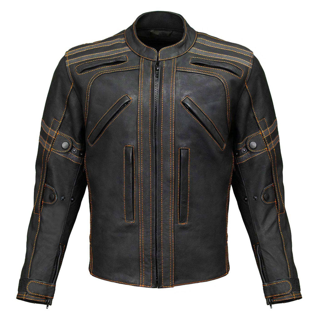 Milwaukee Leather Men's Matte Black Street CE Armored Motorcycle Vented Jacket - Reflective - LKM17012