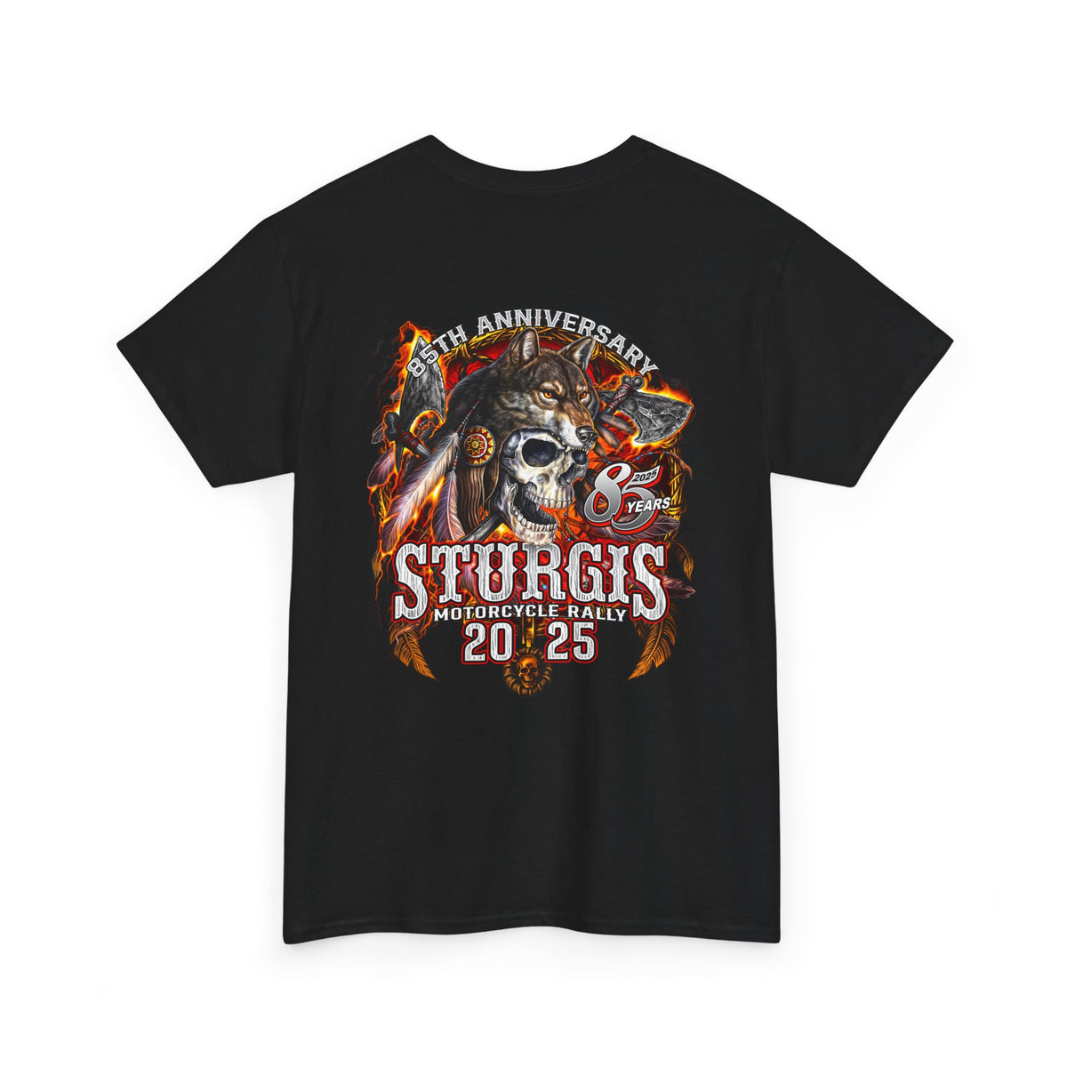 2025 Sturgis Motorcycle Rally Native Wolf Men's Black T-shirt GMX