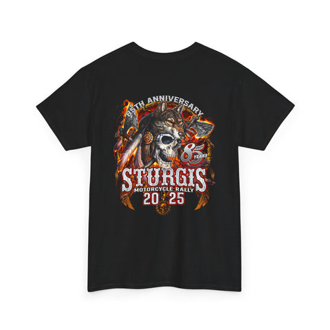 2025 Sturgis Motorcycle Rally Native Wolf Men's Black T-shirt GMX