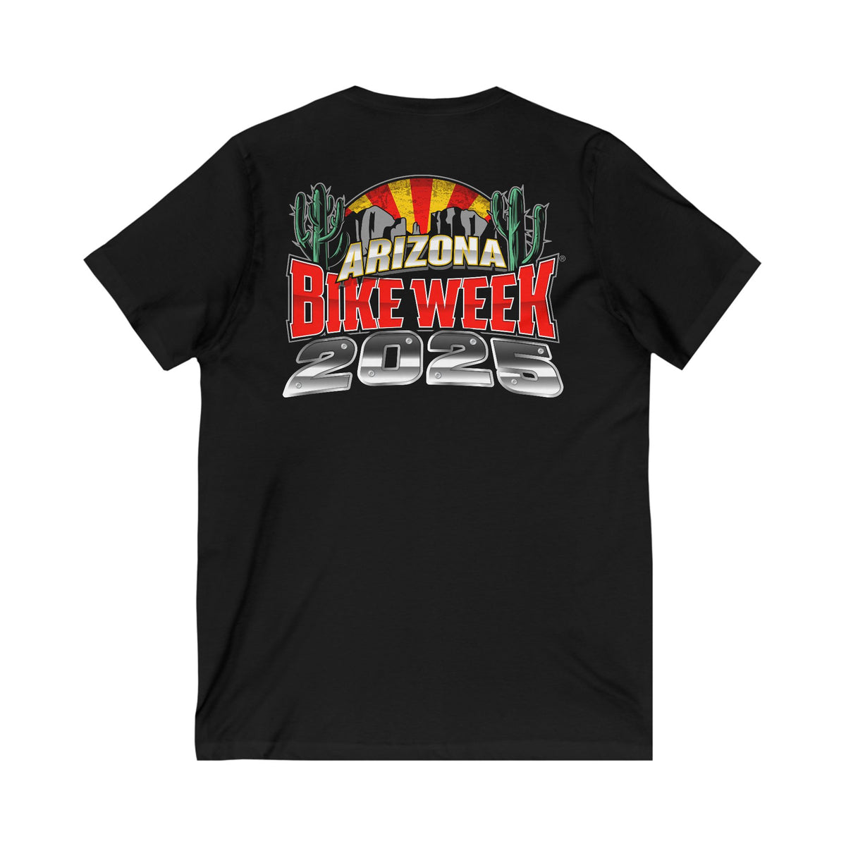 2025 Arizona Bike Week Official Logo Ladies Black V Neck T-shirt GMX