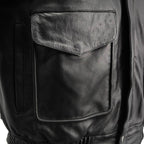 Milwaukee Leather LKM1704 Men's Classic Aviator Style Bomber Black Leather Fashion Coat Jacket