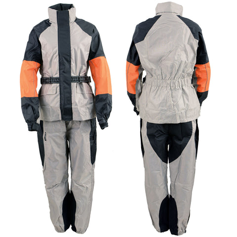 NexGen SH2217 Men's Orange and Silver Oxford Water-Resistant Rain Suit