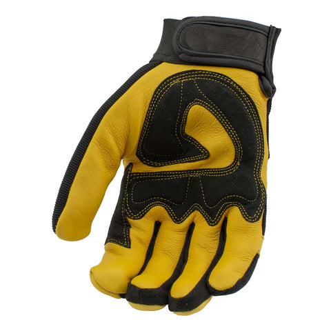 M Boss Motorcycle Apparel BOS37548 Men's Yellow and Black Full Grain Deerskin Gloves