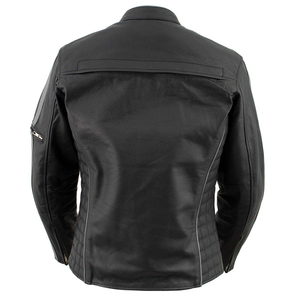 Milwaukee Leather LKL27000 Women’s Vented Premium Black Leather Jacket with Silver Trim