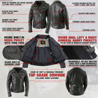 Milwaukee Leather LKL27001 Women's Classic Braided Premium Black Leather Fitted Motorycle Riders Biker Jacket