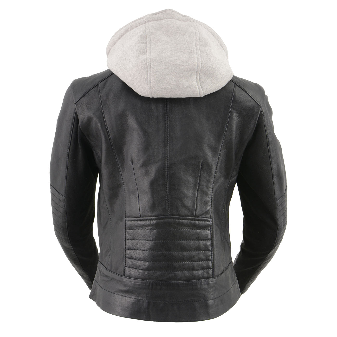 Milwaukee Leather LKL2737 Women's Black Premium Leather Motorcycle Biker Racer Style Scuba Jacket w/ Hoodie