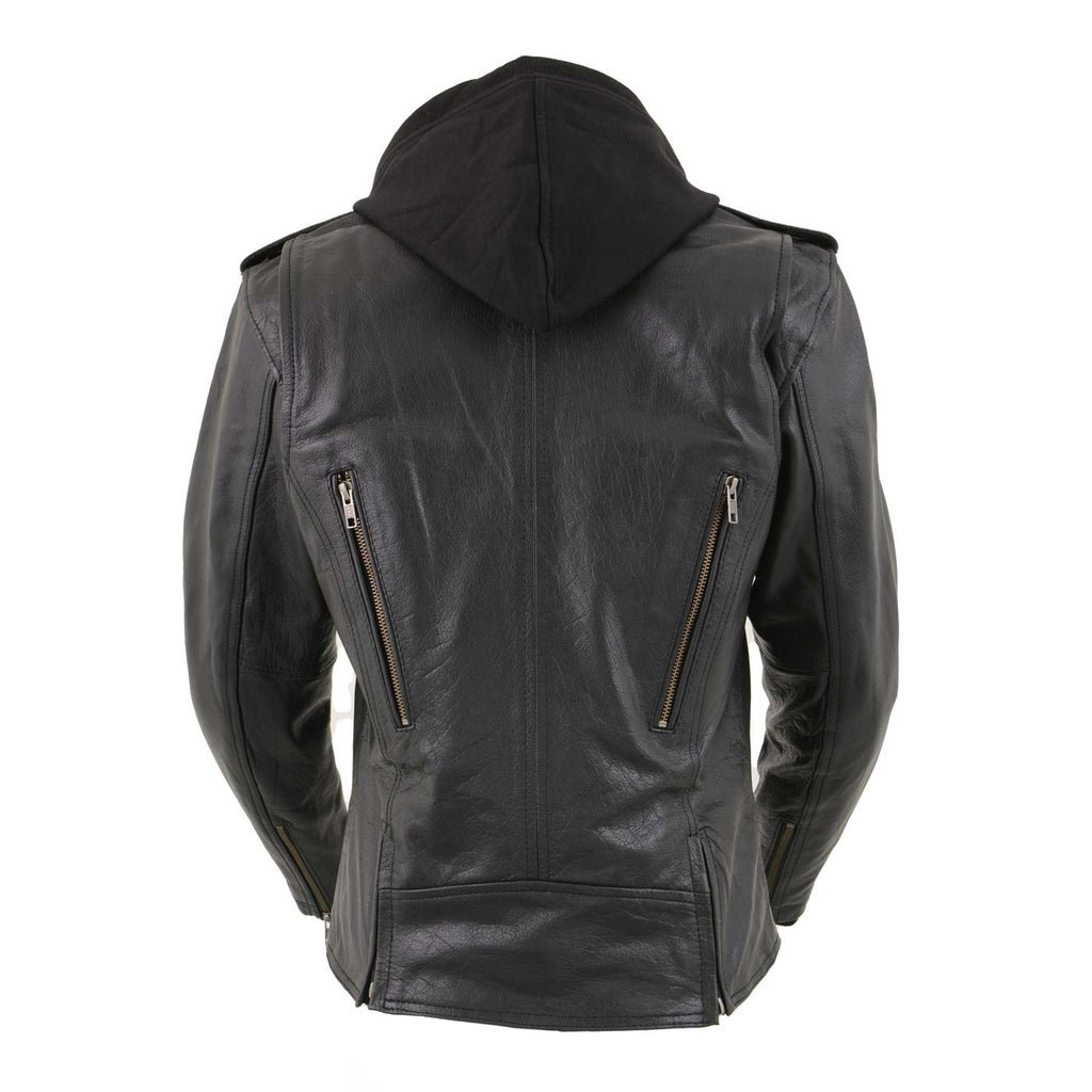 Milwaukee Leather LKL2739 Women's Black Premium Leather Vented Motorcycle Biker Jacket w/ Hoodie
