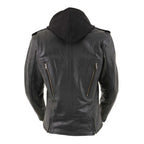 Milwaukee Leather LKL2739 Women's Black Premium Leather Vented Motorcycle Biker Jacket w/ Hoodie